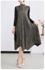 Luxury Metallic Pleats Dress