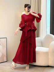 Truly Plissé Long Skirt Set