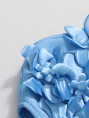 Elegant 3D Floral Halter-Neck Dress