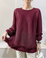 Ruffle Fully-Pleated Top