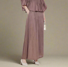 Luxe Wide-Leg Plisse Trousers