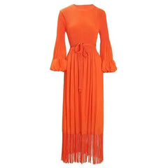Elegant Fringe Hem Plissé Dress