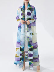 Women's Pastel Elegance Pleated Long Overcoat