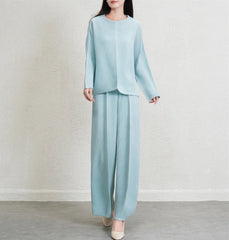 Luxury Pleated Top & Wide Leg Pant