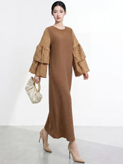 Luxury Ruffle Sleeve Plisse Dress