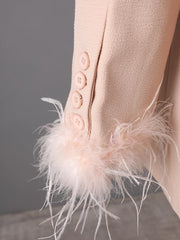 Feather Cuff Oversized Blazer