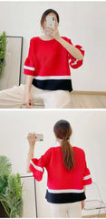 Truly Pleated Stripe 3/4 Sleeve Top