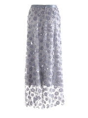 Elegant Floral Sequin Mesh Skirt