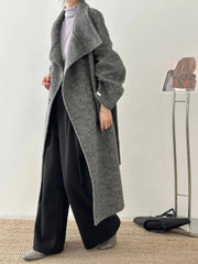 Luxury Wool-Blend Tie Belt Overcoat