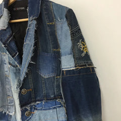 Men's Designer Denim Patchwork Jacket Coat