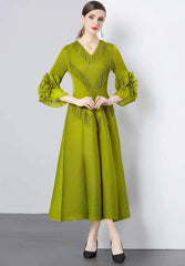 Plisse Floral Cape Sleeve Dress