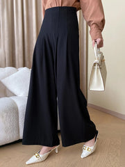 HEYFANCYSTYLE Ankle-Length Pleated Wide-Leg Trousers