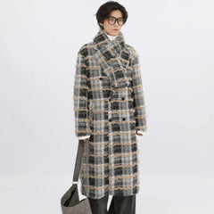 Men's Tailored Tweed Plaid Long Coat