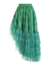 Asymmetric Tiered Tulle Ruffle Skirt