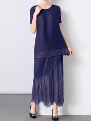Luxury Sequin Pleated Top & Skirt