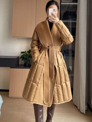 Warm Women's Wool Blend Wrap Coat