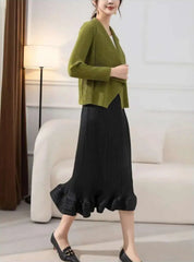 Luxury Pleated Drape Collar Jacket