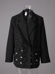Luxe Feather & Bead Oversized Blazer