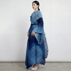 Pleated Asymmetric Wrap Dress