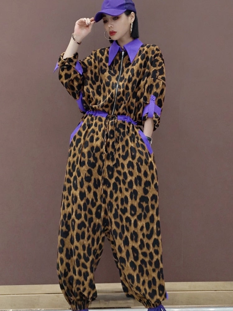 New Elegant Chic Leopard High Waist Jumpsuit