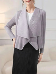 Luxury Pleated Drape Collar Jacket