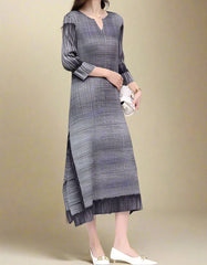 Luxury Casual Pleated Midi Dress