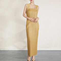 Luxury Pleated Midi Dress Cape Set