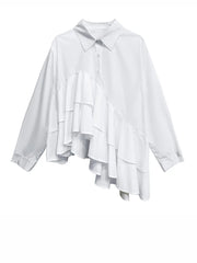 Luxury Asymmetric Ruffle Blouse