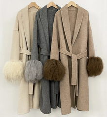 Luxury 70% Wool Long Wrap Coat