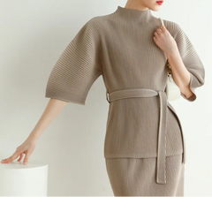 Plissé Flared Sleeves Top