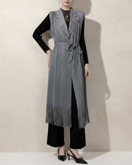 Fringe Plissé Longline Vest