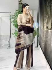 Luxury Plissé Tunic & Wide-Leg Pant