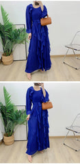 Luxury Pleated Ruffle Midi Dress
