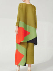Modern Pleat Geometric Trouser Set