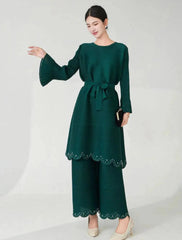 2-Piece Luxe Plissé Pant Suit
