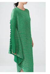 Luxury Pleats Asymmetric Cape Dress