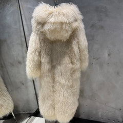 Custom-Made Lamb Fur Hooded Coat