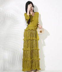 Plissé Japanese Fringe Midi Dress