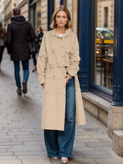 Women's Cargo Detachable Full-Length Trench Coat