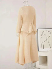 Peplum Pleated Top & Skirt Set