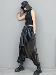 HEYFANCYSTYLE Retro-Inspired Leather Denim Trousers