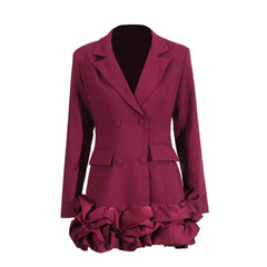 Ruffled-Detail Formal Blazer