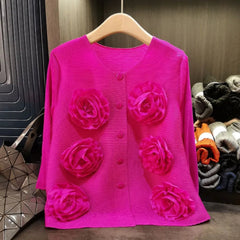 Luxury Floral Pleated Blouse Top
