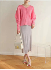 Casual Elegance Plissé Cardigan