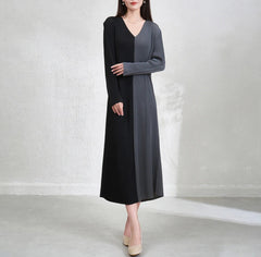 Elegant V-Neck Pleats Dress