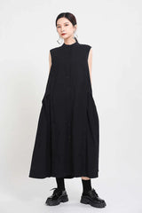 Luxury Oversized Sleeveless Shirt Dress