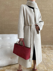 Women's Wool Blend Coat with Detachable Scarf