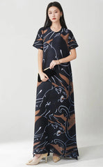 Pleated Geometric Lines Dress
