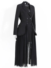 Haute Couture Mesh Two-Piece Suit with Pleated Skirt