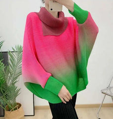Luxury Pleated High Neck Top